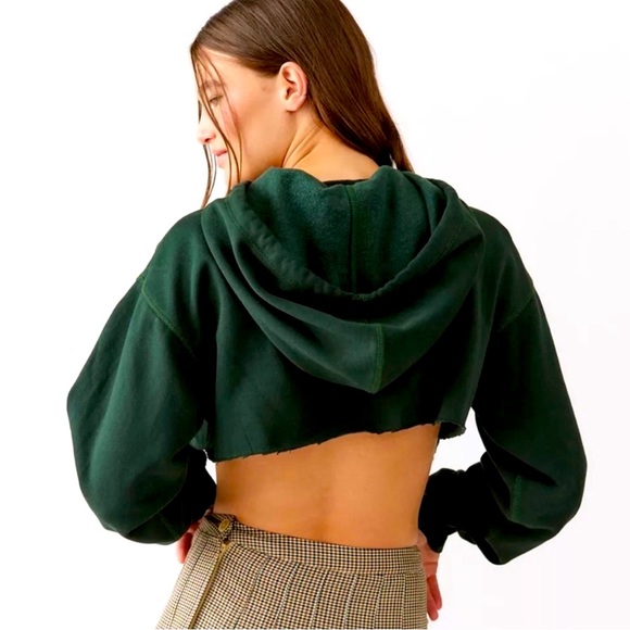 Urban outfitters cropped hoodie Green medium - Picture 2 of 3